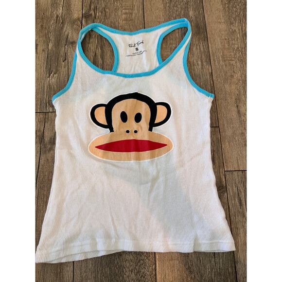 Vintage Paul Frank Kids Girl White Blue Tank Top Size Small Y2K 2000s 90s - Picture 2 of 6